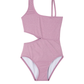 Front View Of Sparkles Side Cutout One Piece | dusty-purple
