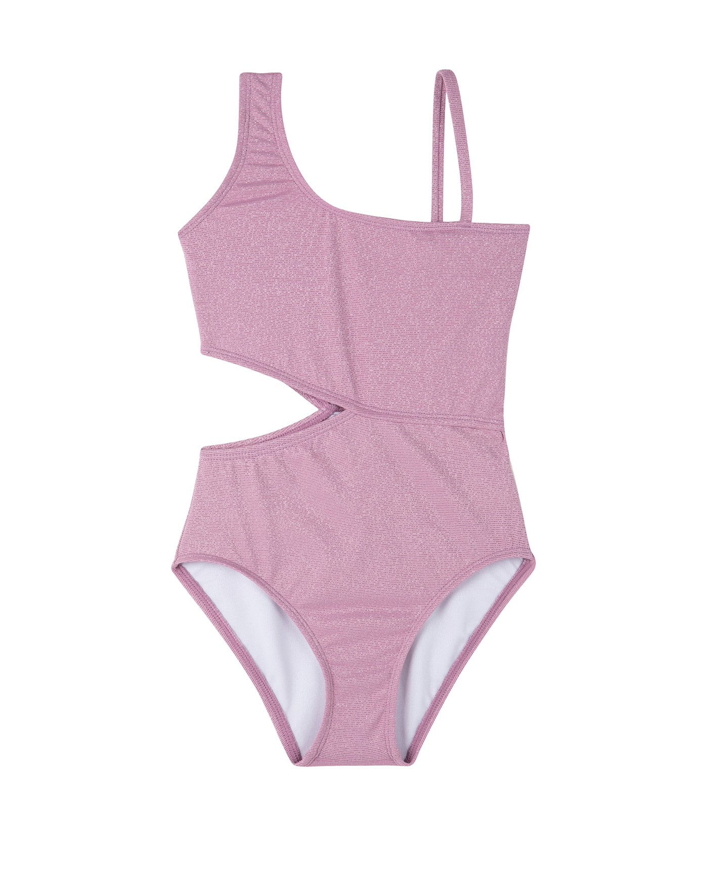 Front View Of Sparkles Side Cutout One Piece | dusty-purple
