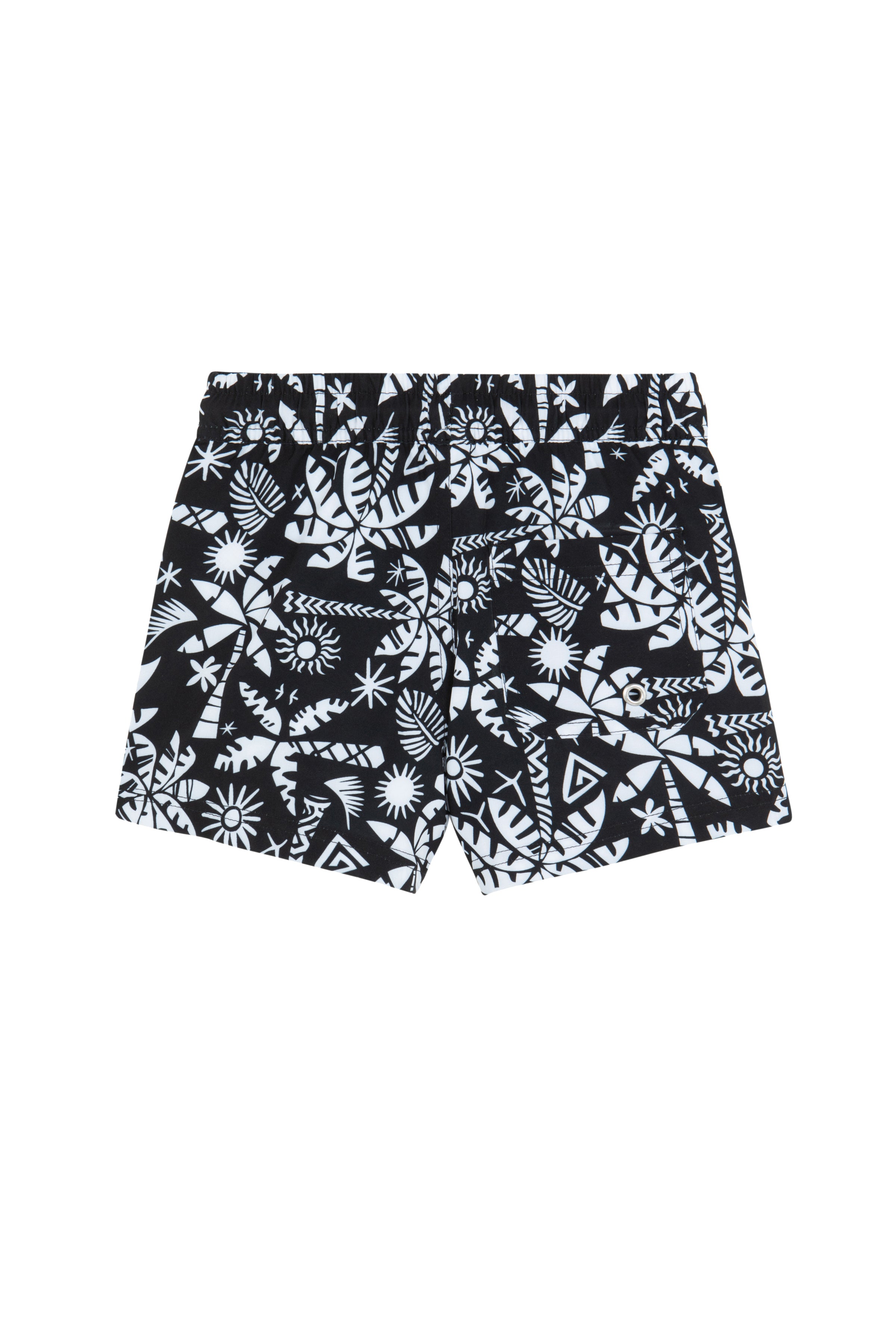 Boys 2 Match Drawstring Swim Shorts-Blk/wh