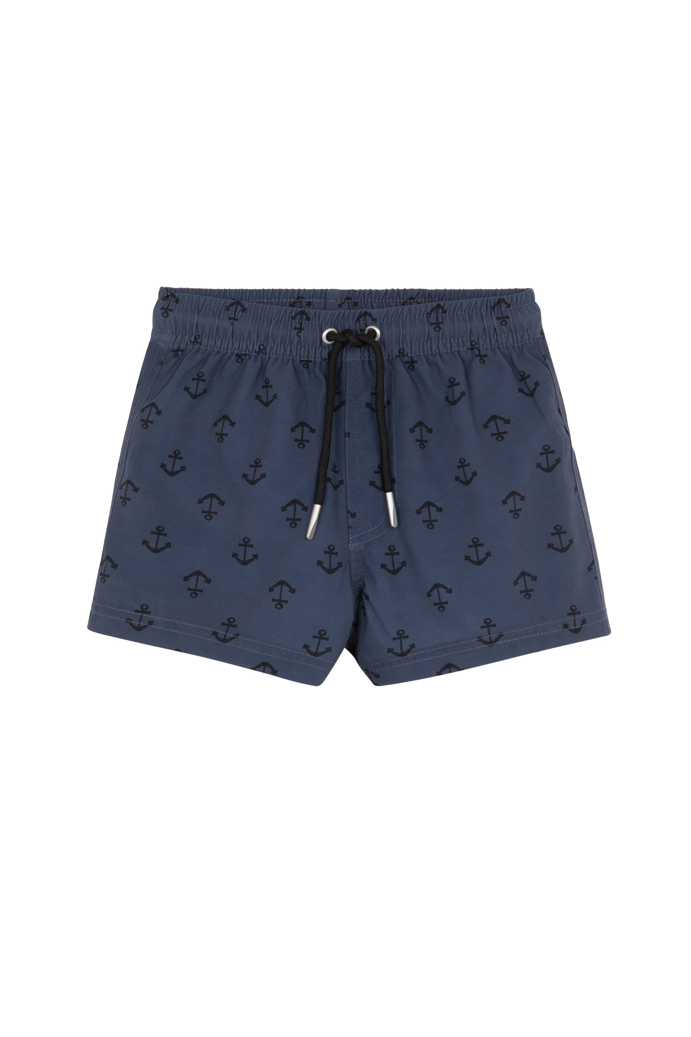 Boys 2 Match Drawstring Swim Shorts-Blk/multi