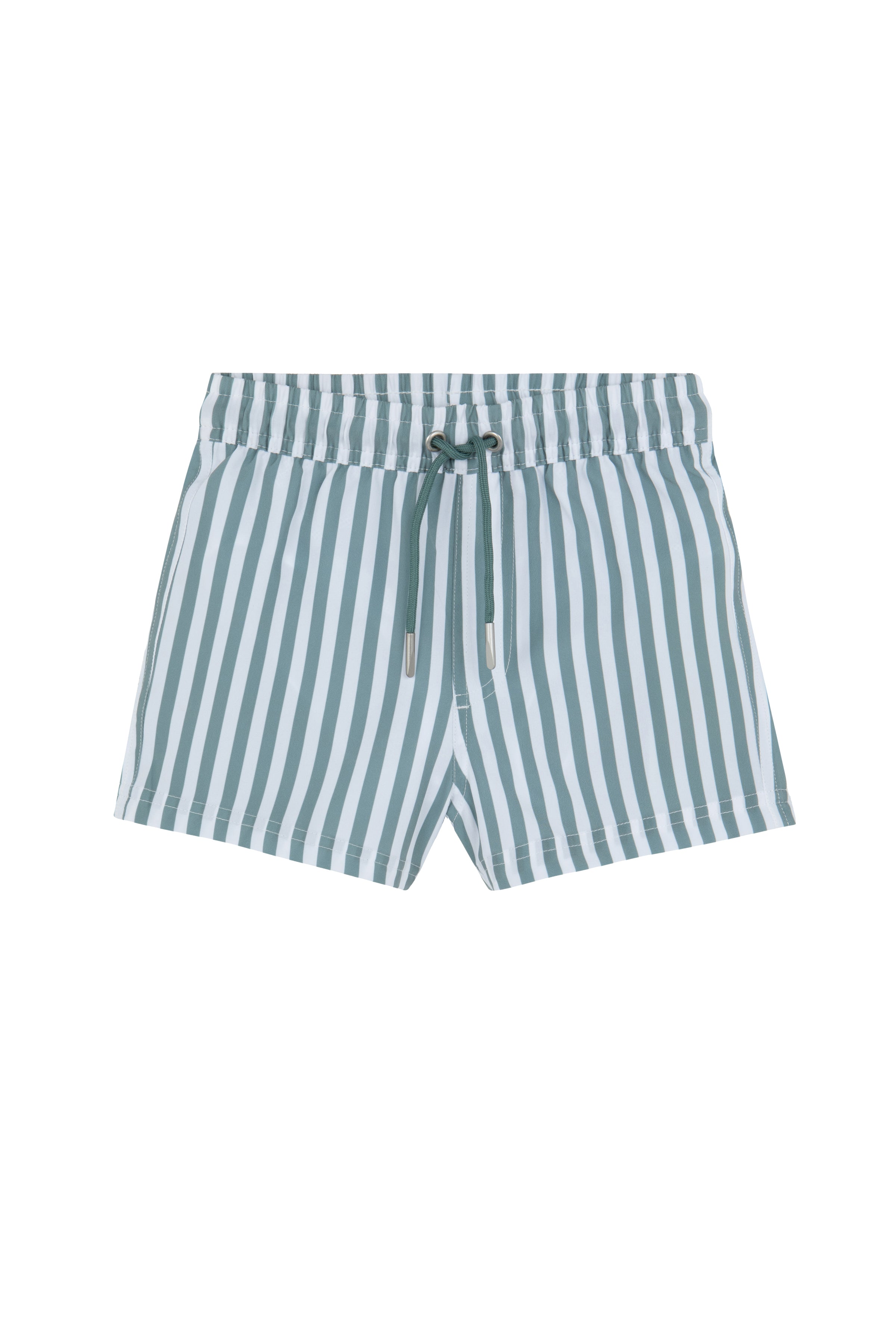 Boys 2 Match Drawstring Swim Shorts- Wh/grn