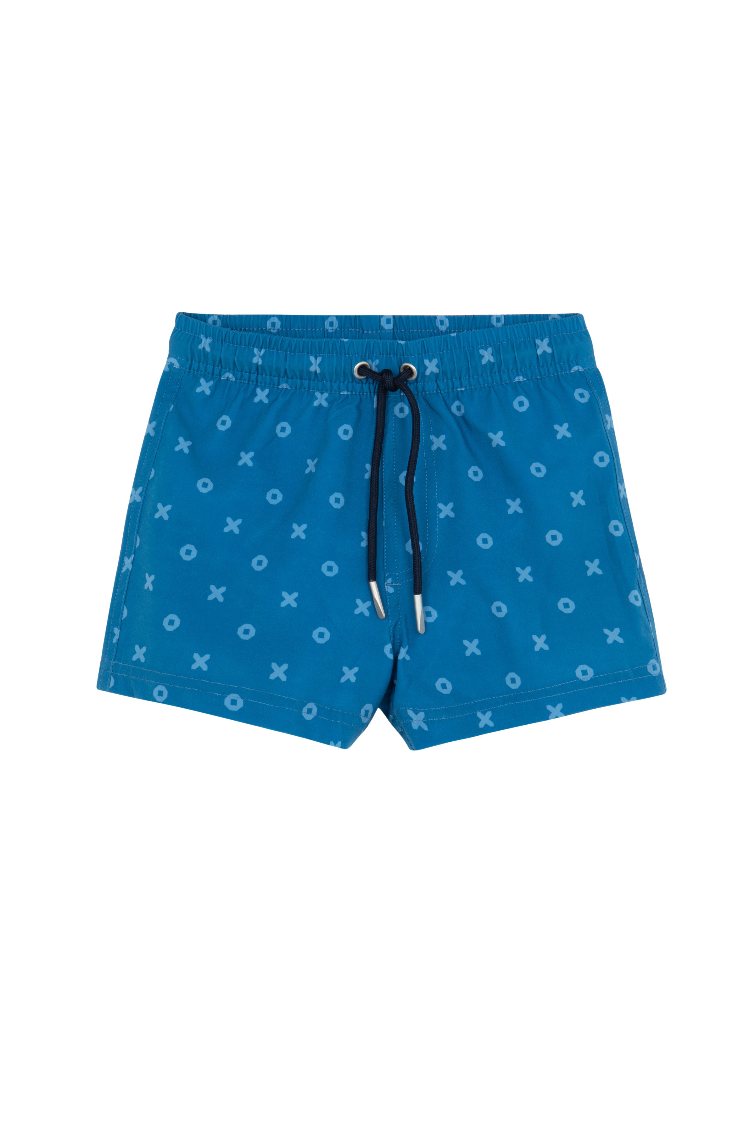 Boys 2 Match Drawstring Swim Shorts-Navy/l.blu