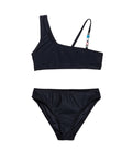 Sun Beading Asymmetrical Beaded Swim Set-Black
