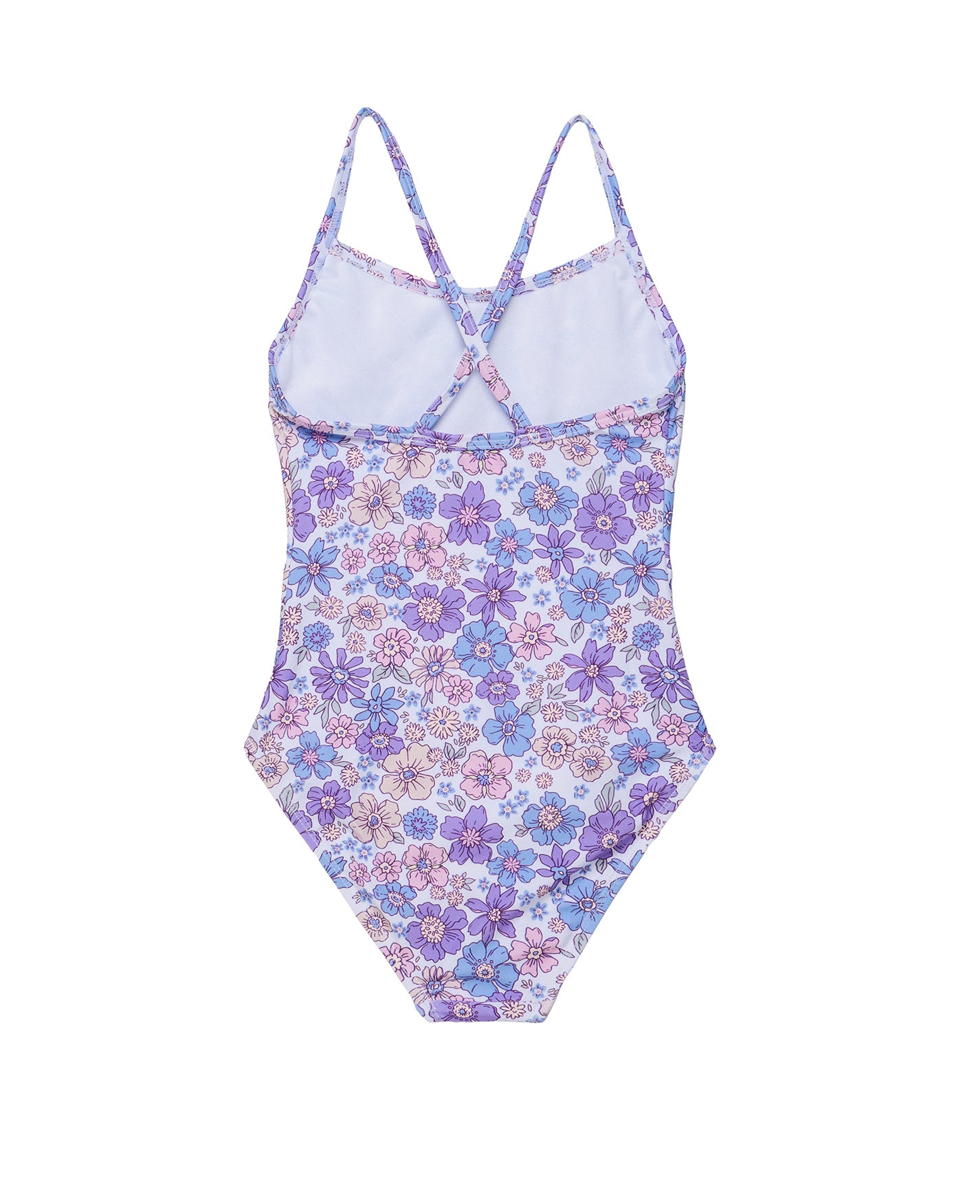 Vintage Flower Criss Cross Back One Piece-Multi/viol