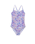 Vintage Flower Criss Cross Back One Piece-Multi/viol