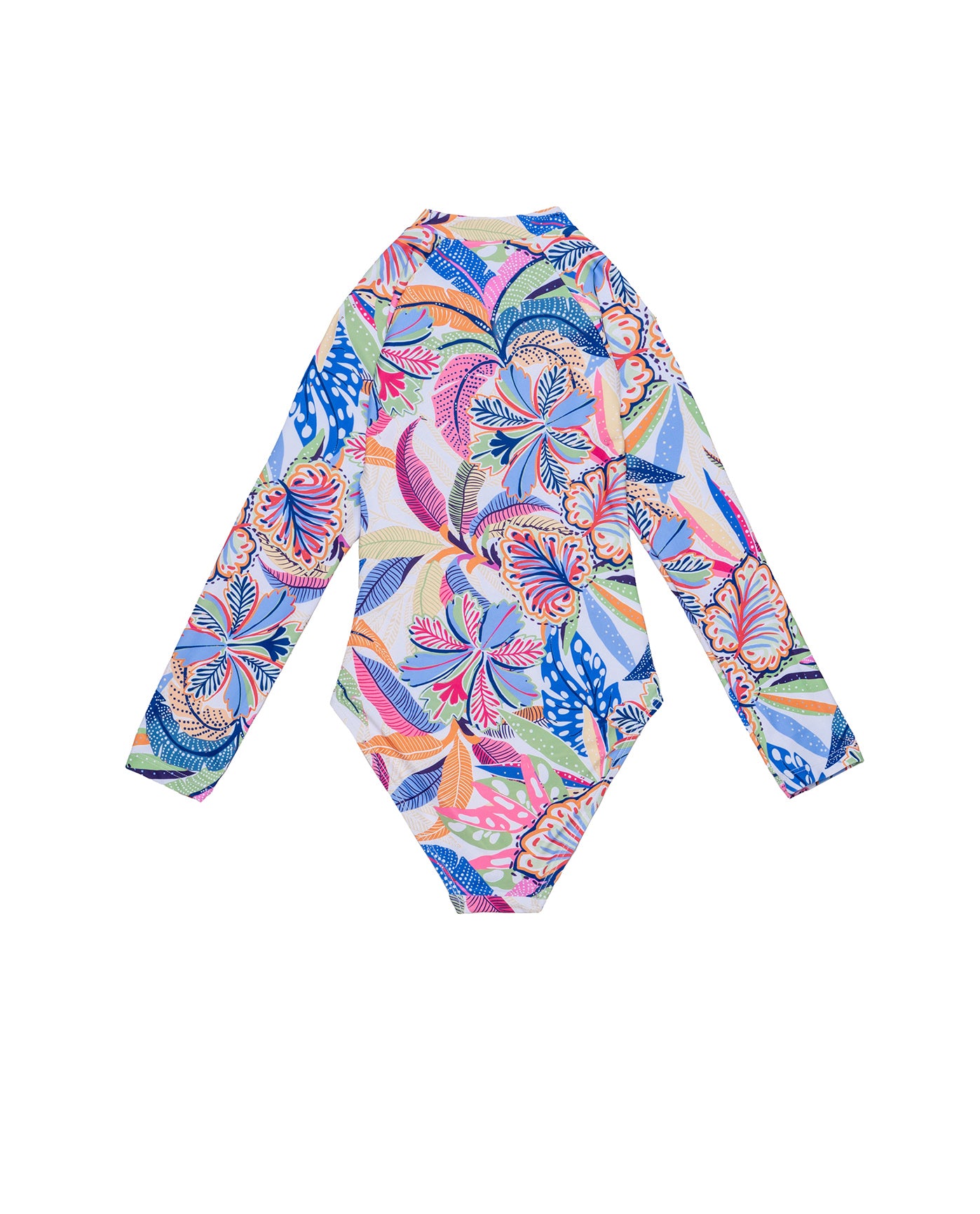 Tropic Fun Long Sleeve Zip Front One Piece-Multi