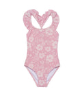 California Dreams Textured Square Neck Ruffle One Piece-Pink