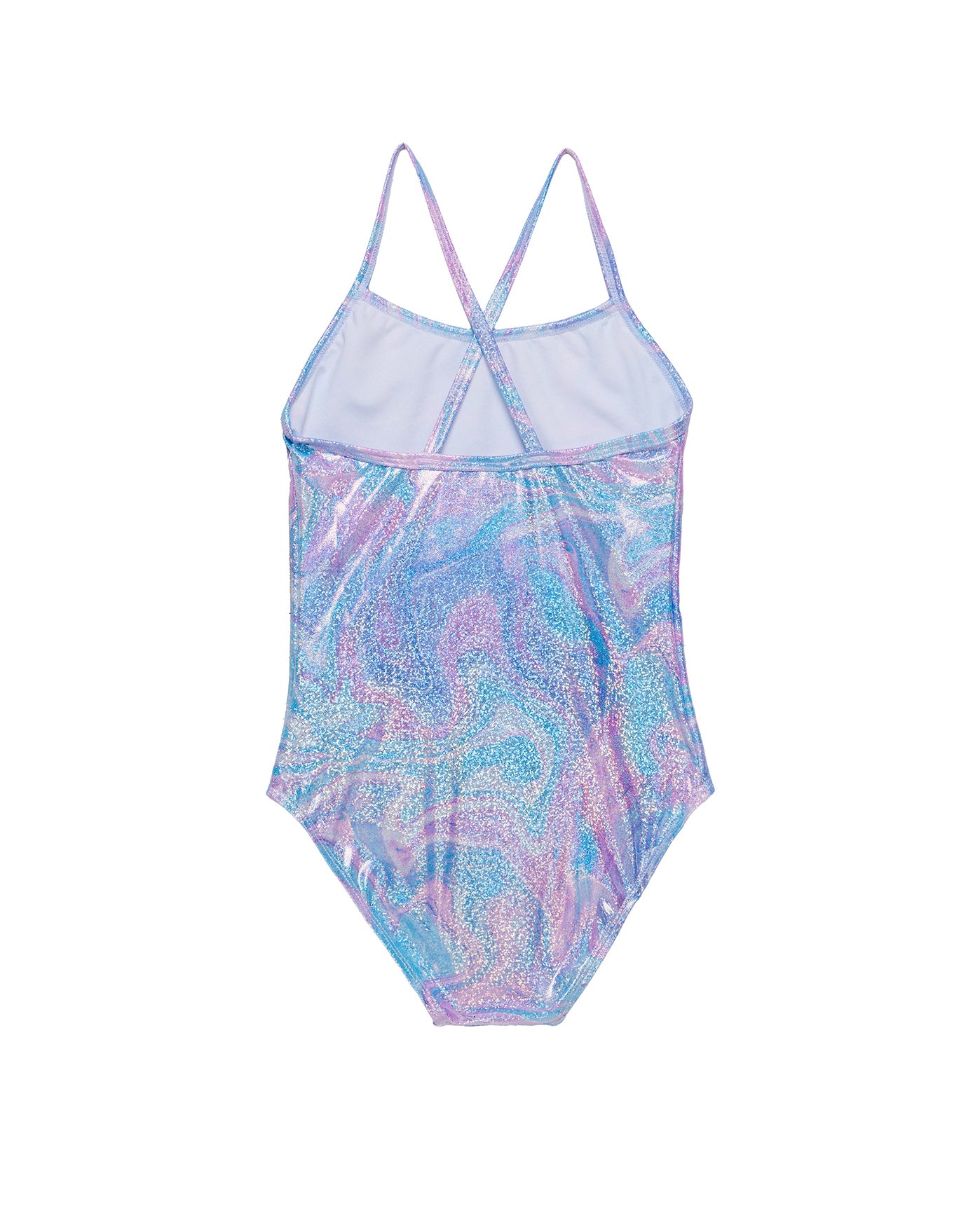 Marble Sparkle Criss Cross Back One Piece-Multi/pink