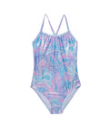 Marble Sparkle Criss Cross Back One Piece-Multi/pink