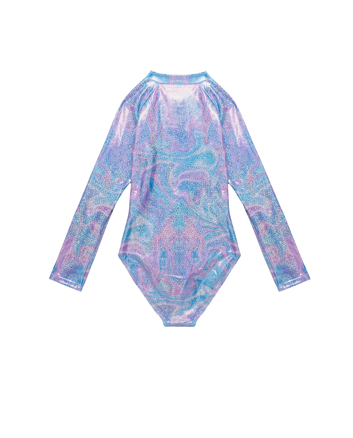 Marble Sparkle Long Sleeve Zip Front One Piece-Multi/pink