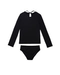 Freya Rib Long Sleeve Rash Guard Set-Black
