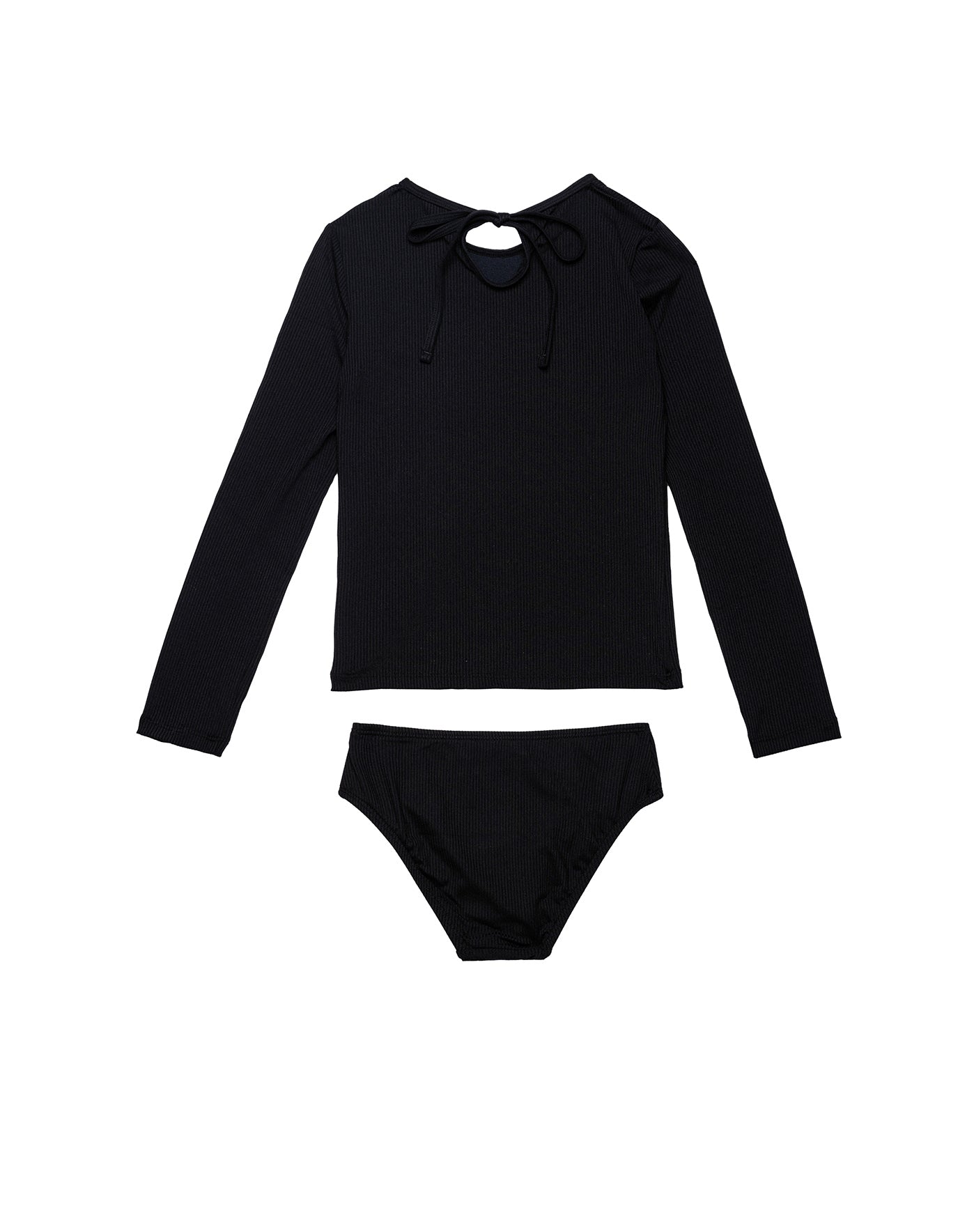 Freya Rib Long Sleeve Rash Guard Set-Black