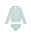 Freya Rib Short Sleeve Side Tie Swim Set-Lt green