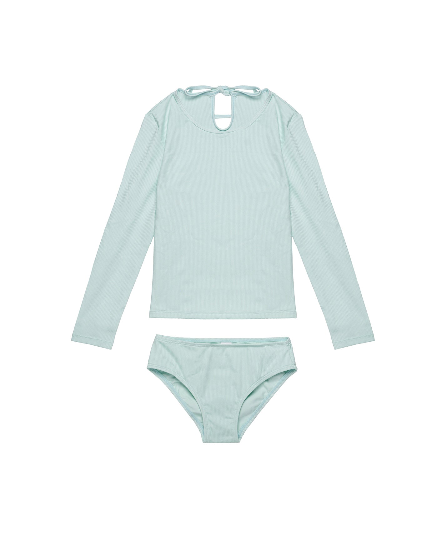 Freya Rib Short Sleeve Side Tie Swim Set-Lt green