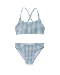 Forever Gingham Textured Criss Cross Strap Swim Set-Green