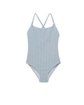 Forever Gingham Textured Criss Cross Back Adjustable One Piece-Green