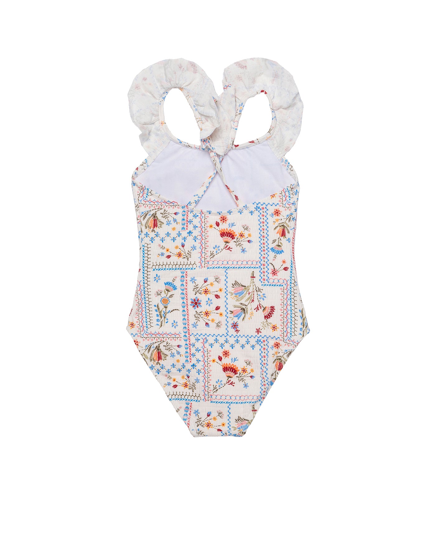 Floral Soul Textured Square Neck Ruffle One Piece-Multi