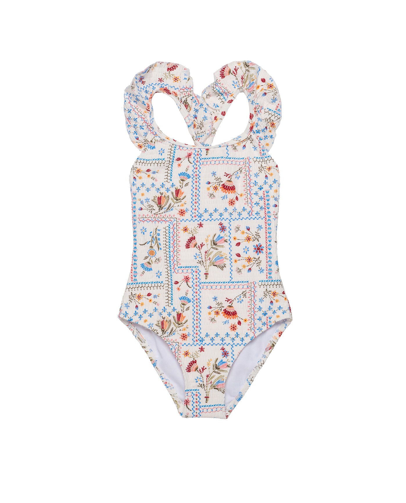 Floral Soul Textured Square Neck Ruffle One Piece-Multi