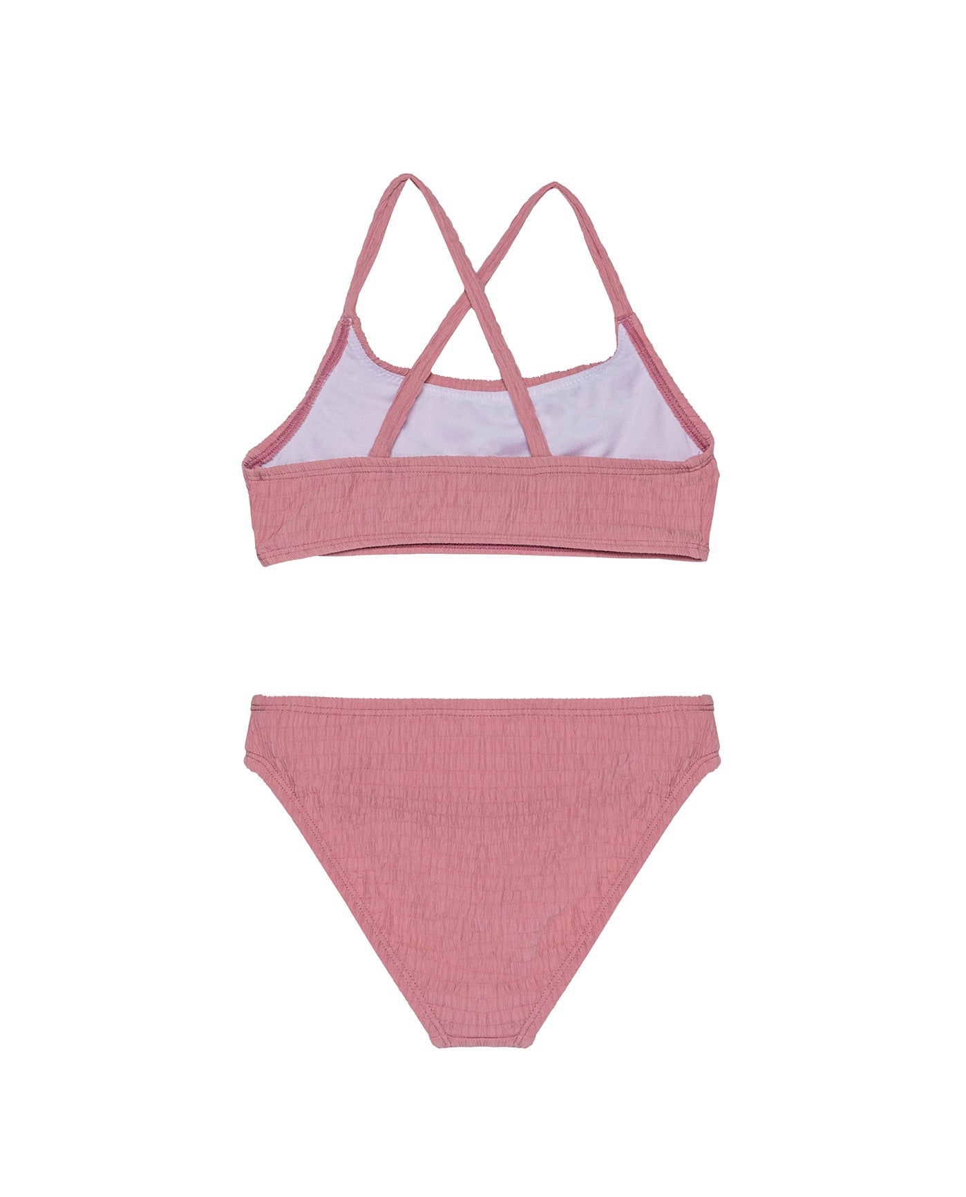 Neapolitan Textured Criss Cross Strap Swim Set-Pink