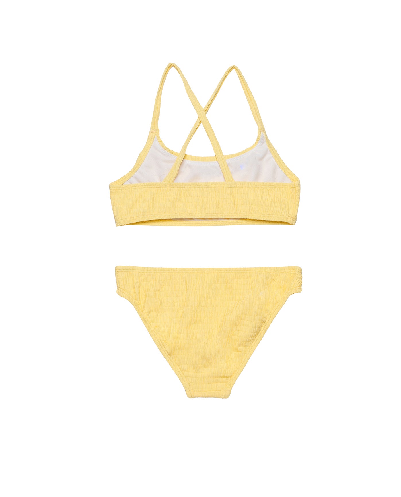 Neapolitan Textured Criss Cross Strap Swim Set-Yellow