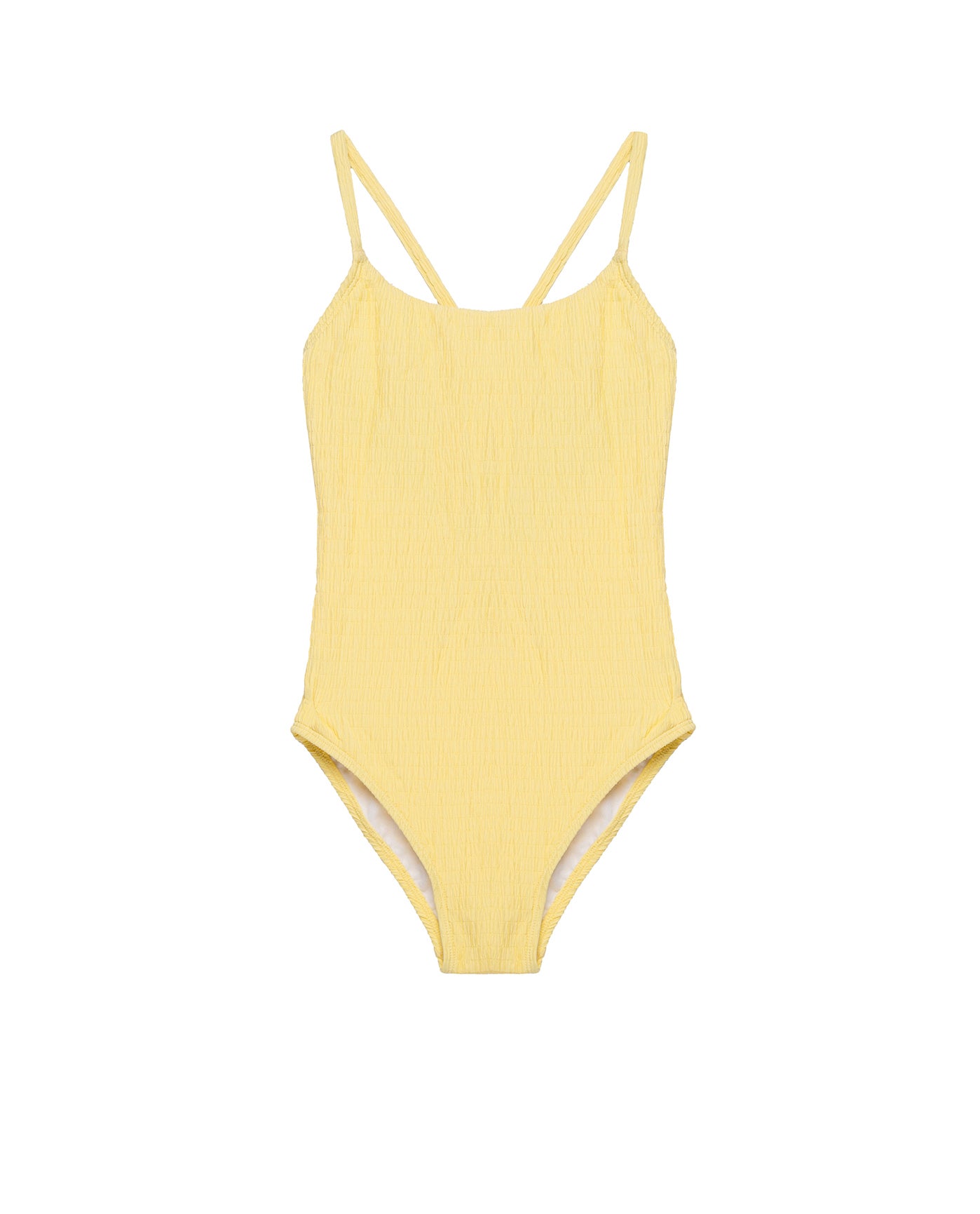 Neapolitan Textured Criss Cross Back Adjustable One Piece-Yellow