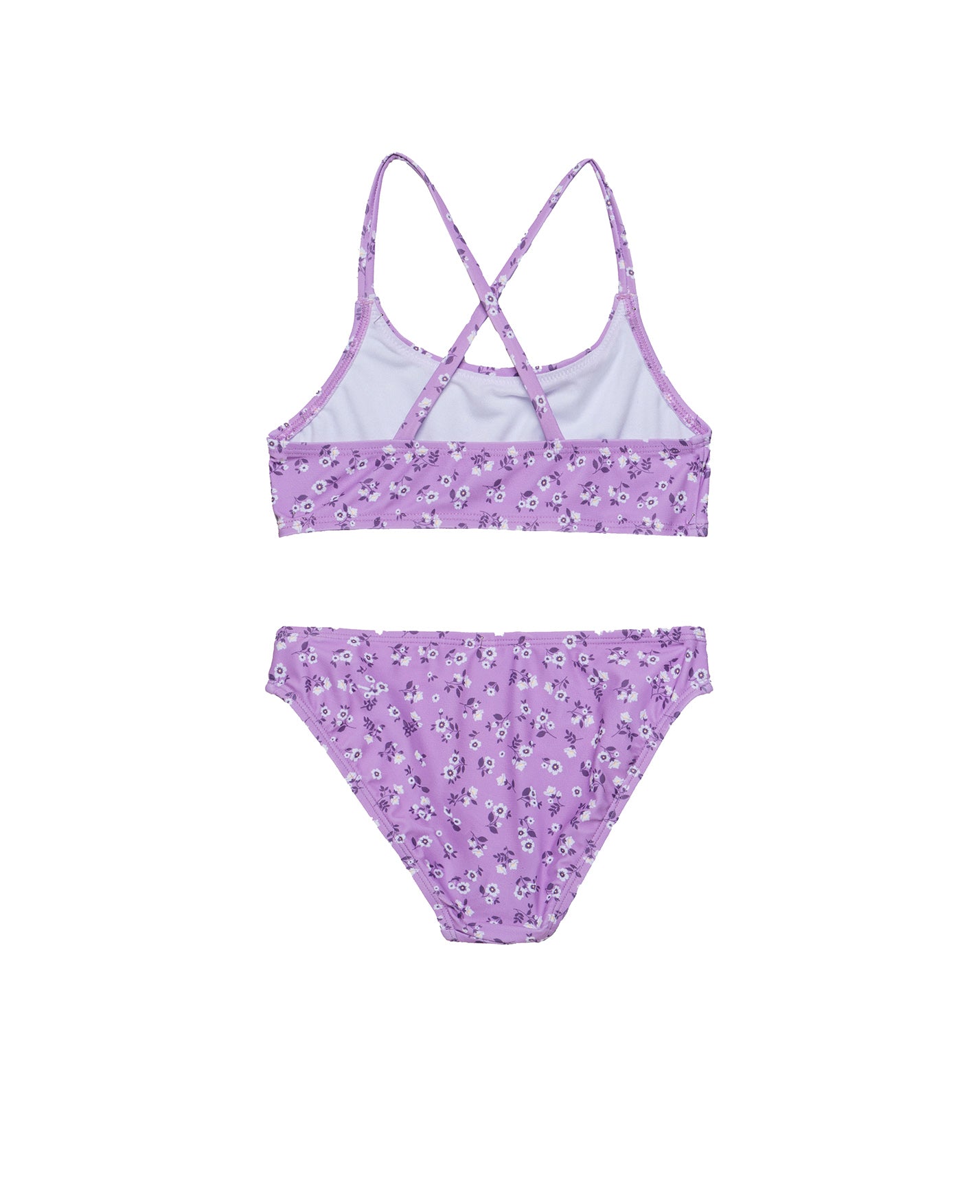 Ditsy Floral Criss Cross Strap Swim Set-Violet