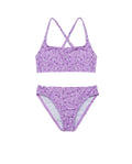 Ditsy Floral Criss Cross Strap Swim Set-Violet