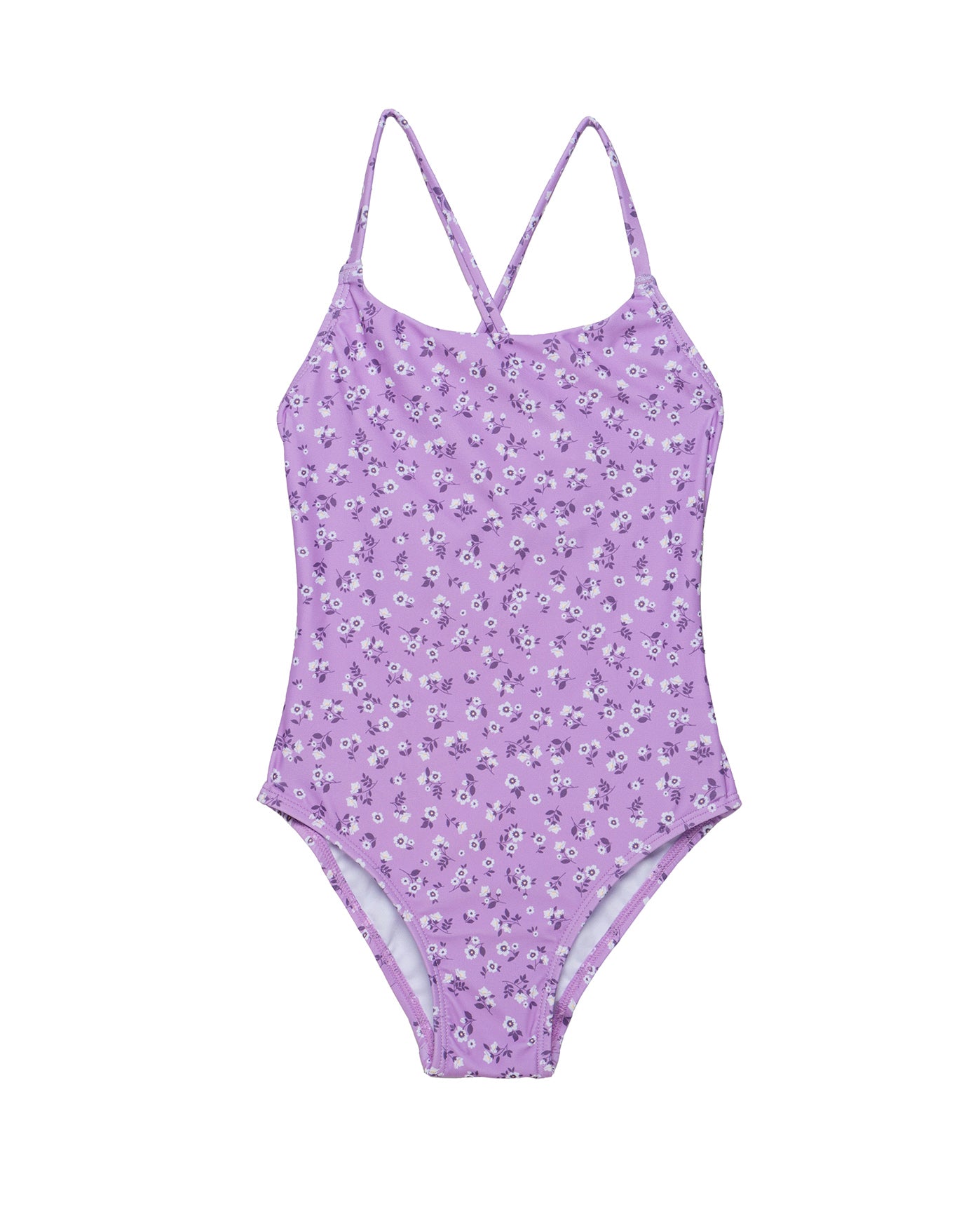Ditsy Floral Criss Cross Back Adjustable One Piece-Violet