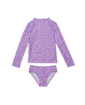 Ditsy Floral Long Sleeve Rash Guard Set-Violet