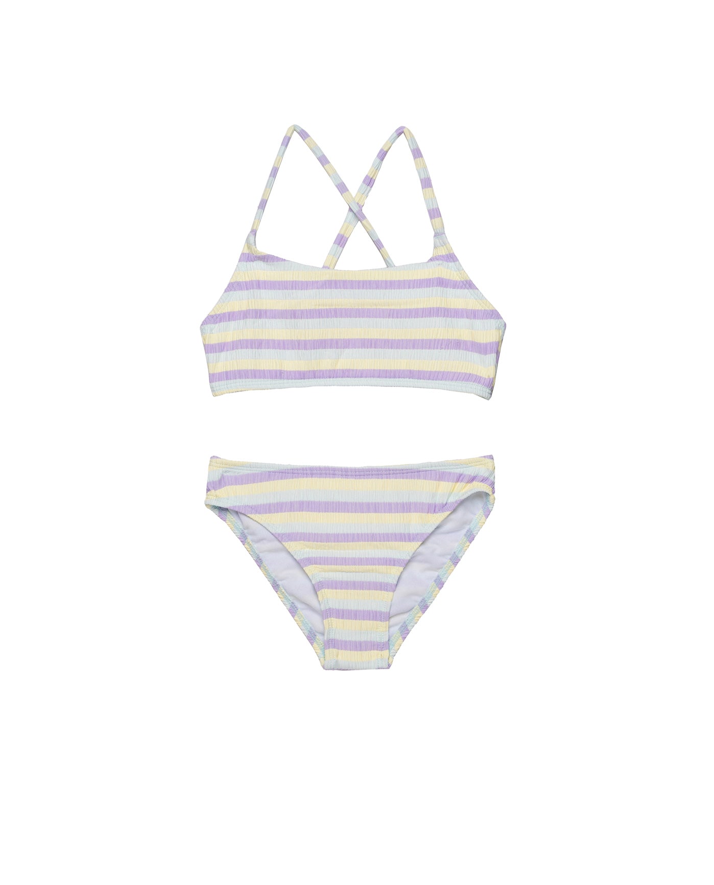 Lollipop Textured Criss Cross Strap Swim Set-Multi