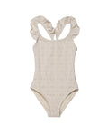 Little Lace Ruffle Criss Cross Back One Piece-Ivory