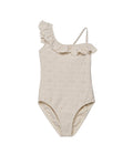 Little Lace Ruffle Asymmetrical One Piece-Ivory