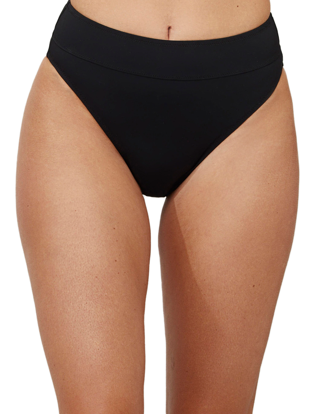 Front View Of Basic High Waist Swim Bottom | black

