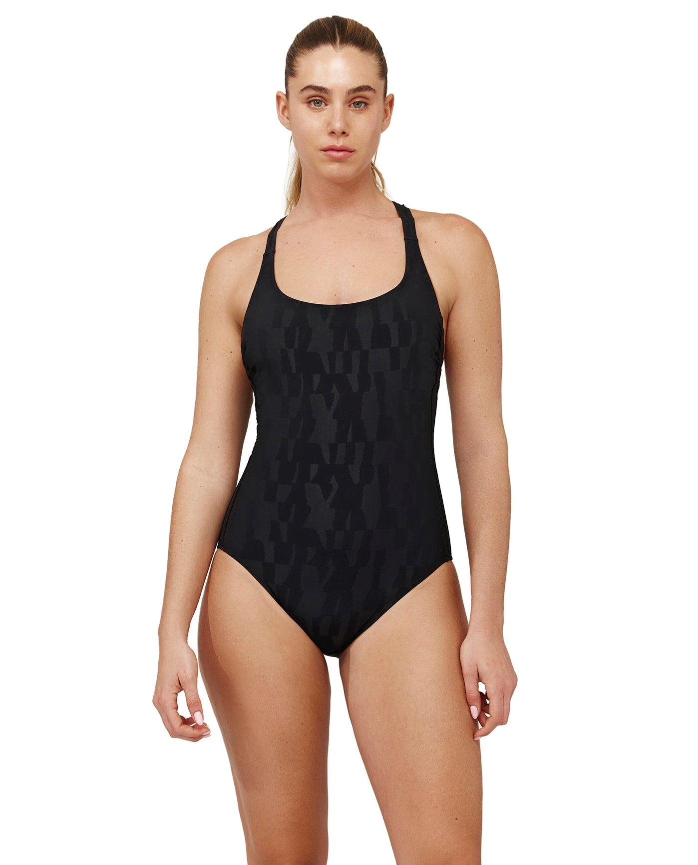 Ocean's Eleven Scoop Neck One Piece  | multi-black
