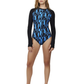 Front View Of Ocean's Eleven Long Sleeve One Piece | black-blue
