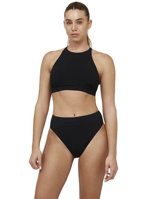 Front View Of Bondi Beach High Neck Bikini Top | bondi-black
