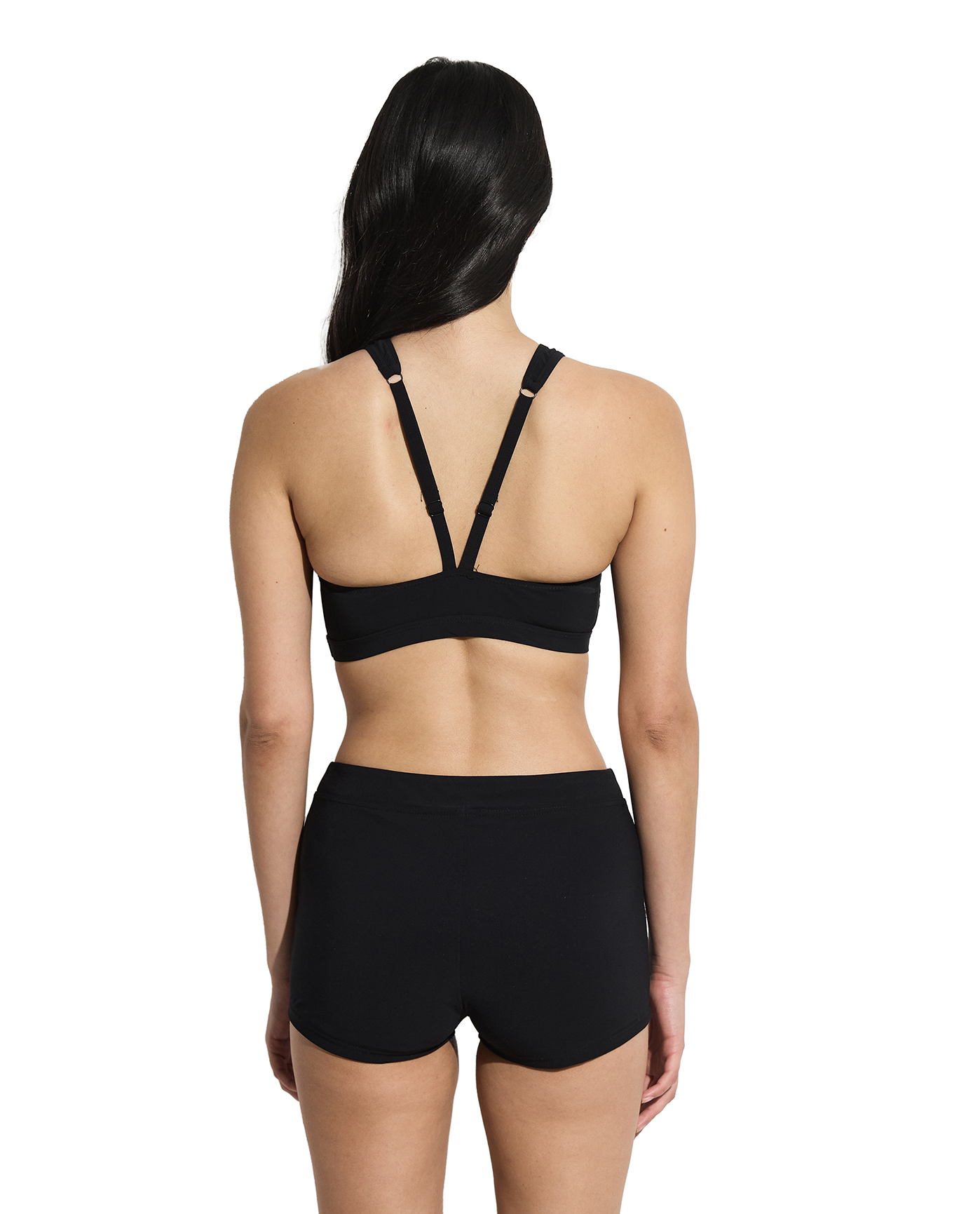 Back View Of Aqua Chic High Neck Bikini Top | black-green
