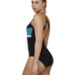 Side View Of Aqua Chic Scoop Neck One Piece | black-green