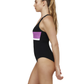 Side View Of Aqua Chic Scoop Neck One Piece | aqua-purple