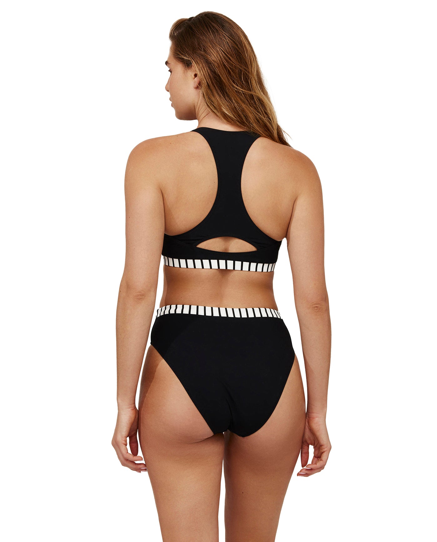 Coco Scoop Neck Bikini Top | black-white