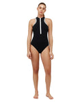 Coco Solid High Neck Front Zip One Piece