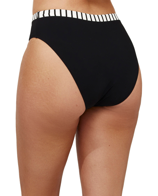 Back View Of Coco High Waist Bikini Bottom | black-White