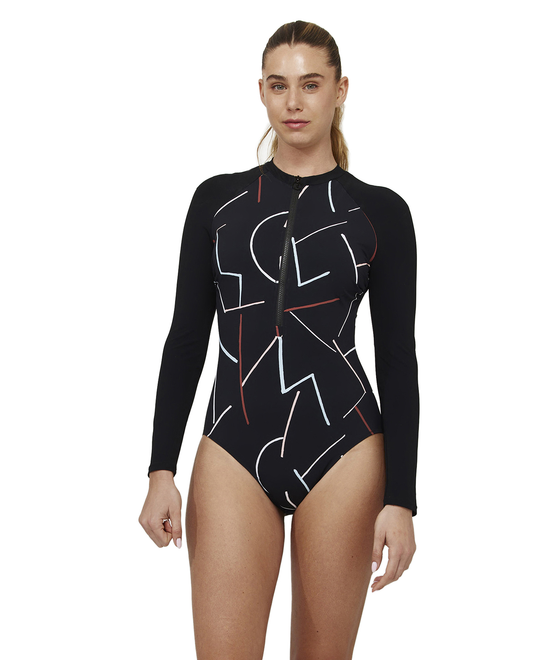 Front View Of Kai Long Sleeve One Piece | kai-multi
