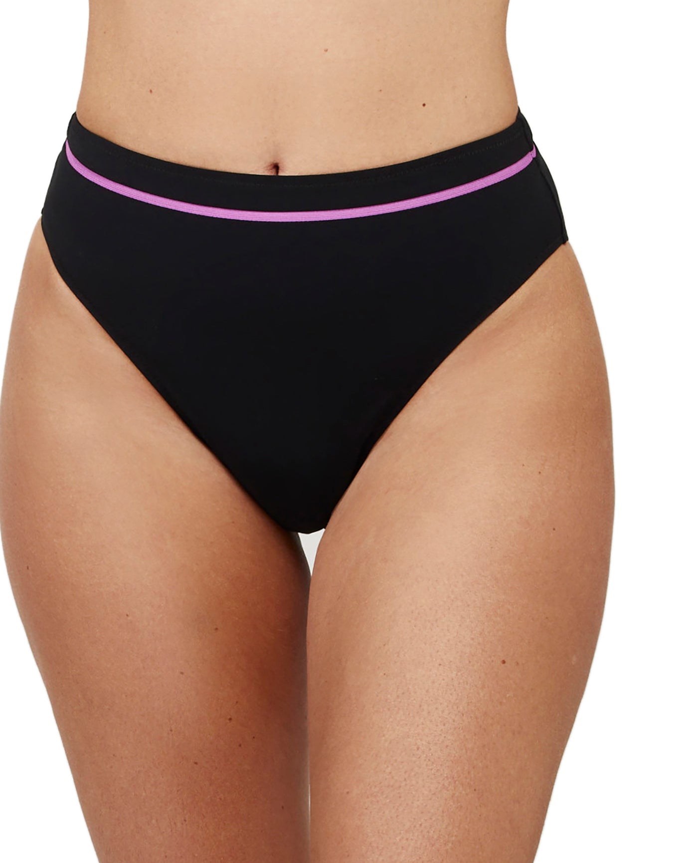 Front View Of Duke High Waist Bikini Bottom | duke-purple
