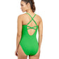 Back View Of Free Sport Free Round Neck Strappy One Piece Swimsuit | FREE SPORT FREE GREEN