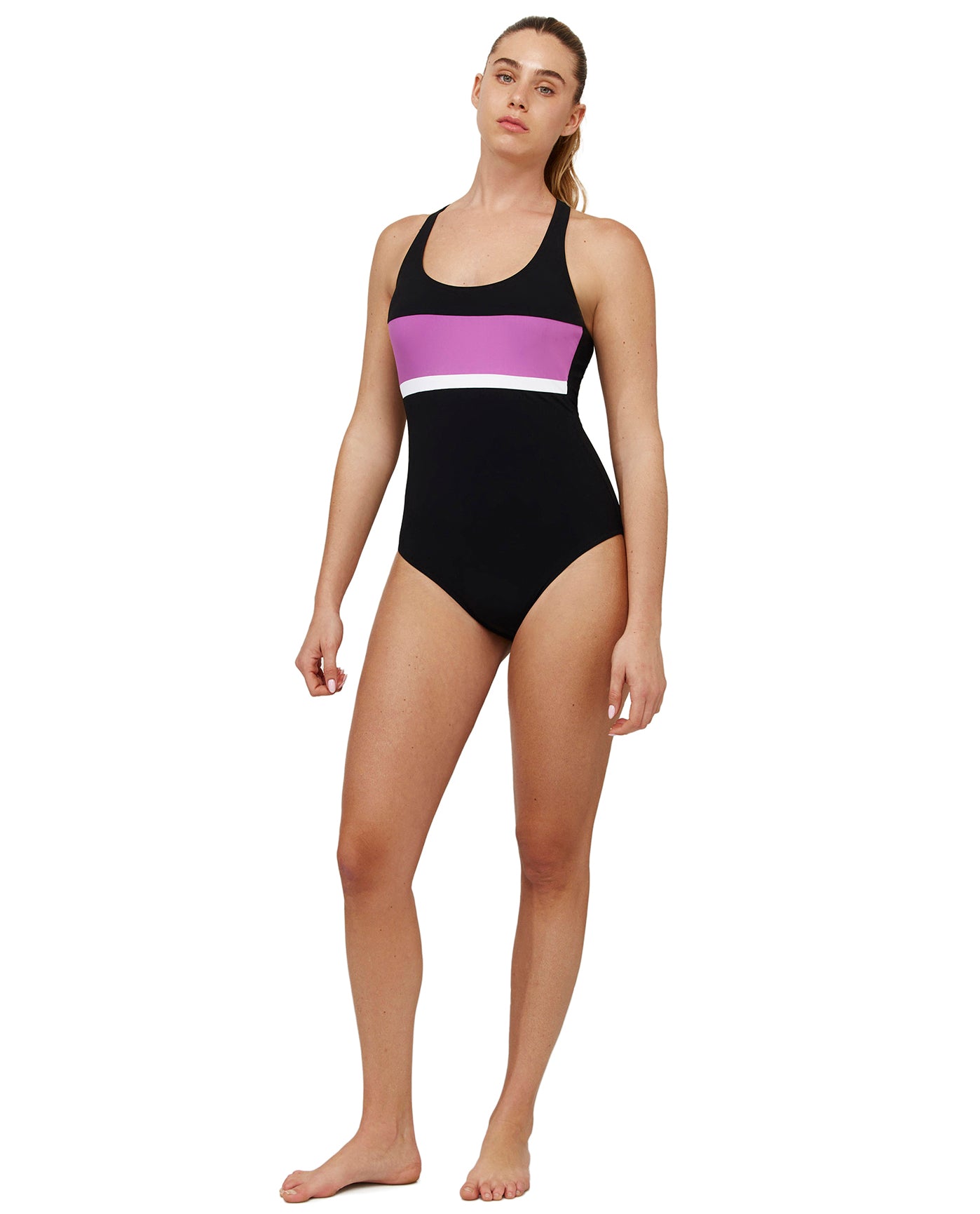 Aqua Chic Scoop Neck One Piece | aqua-purple
