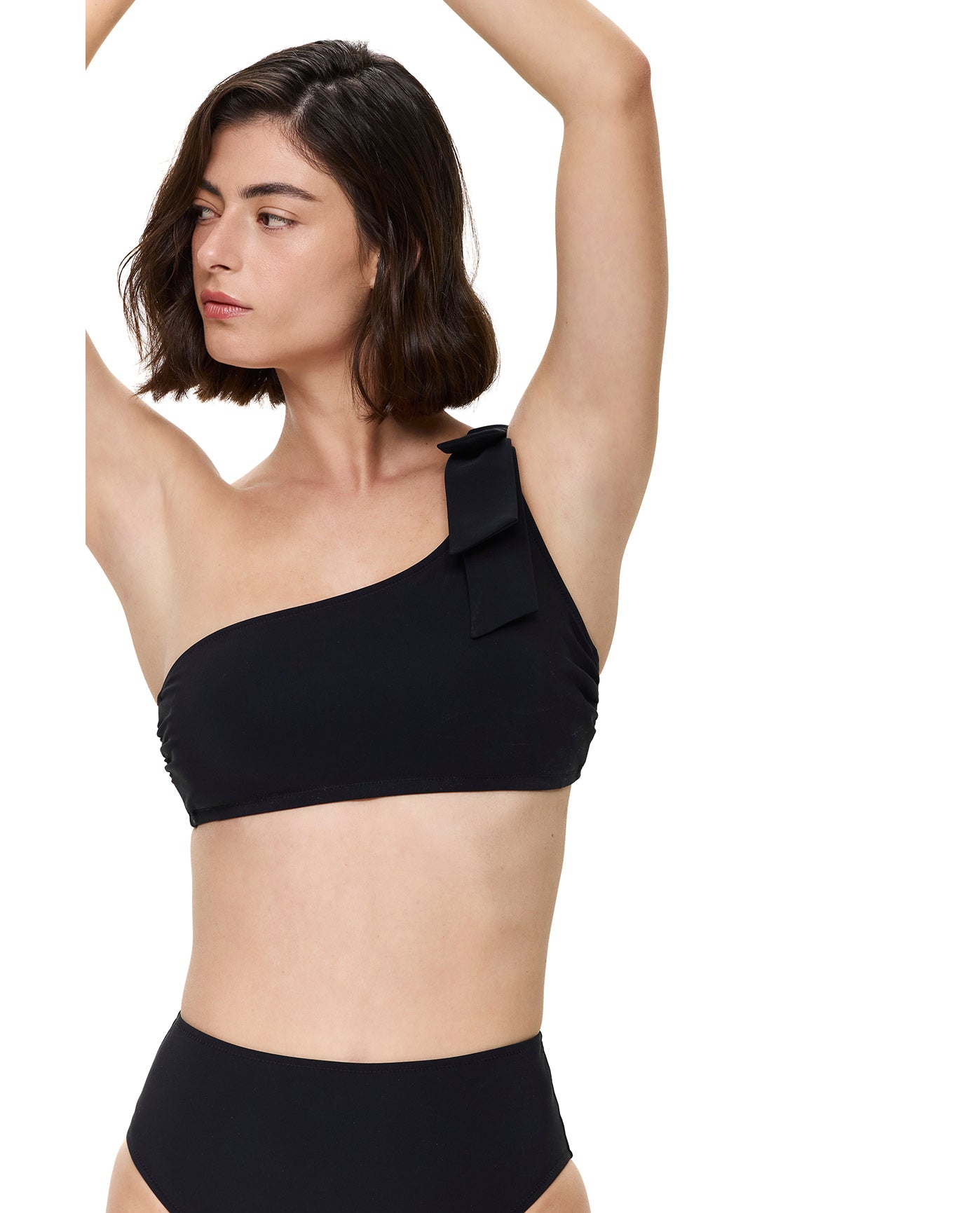 Modern Muse One Shoulder Bikini Top-Black